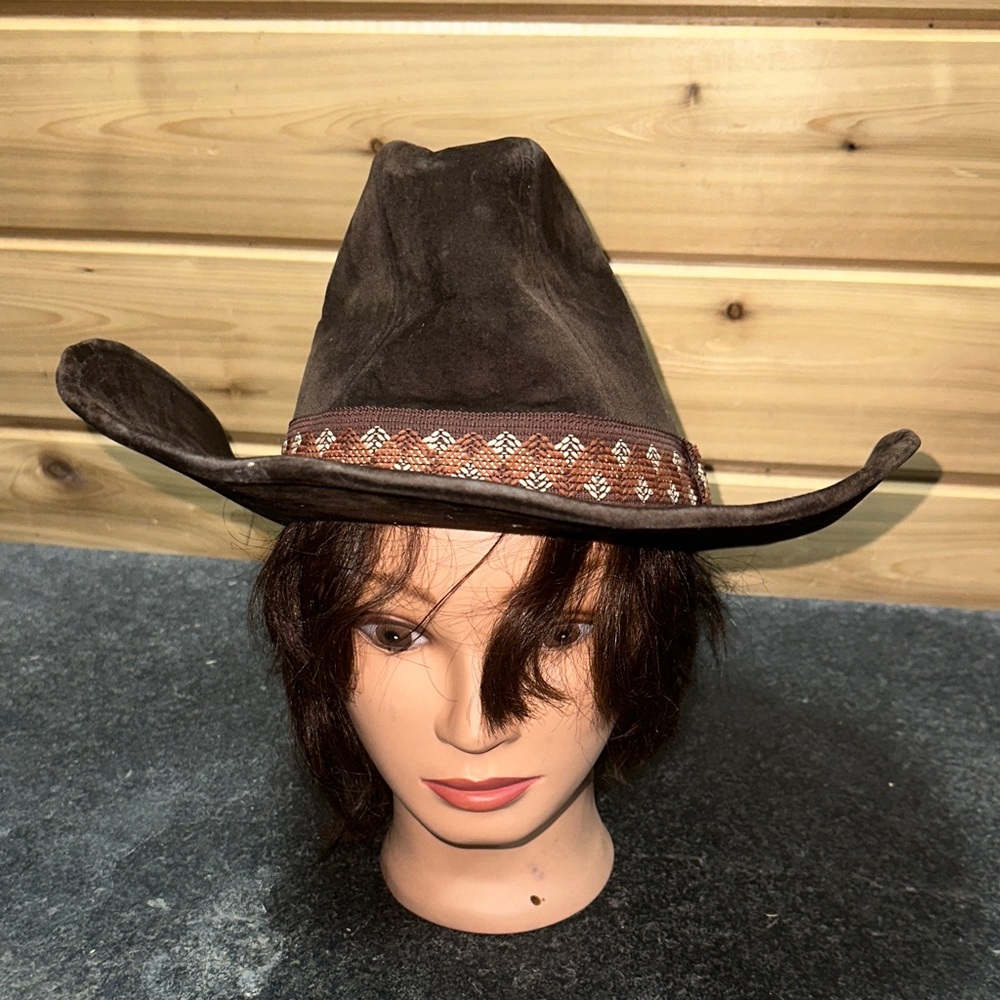 Brown Western Cowboy Hat with Patterned Band